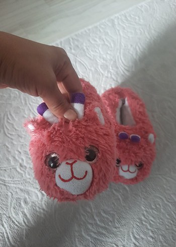 Kızlar için Pembe Kürklü Sıcak Ev Terliği - Görsel 2