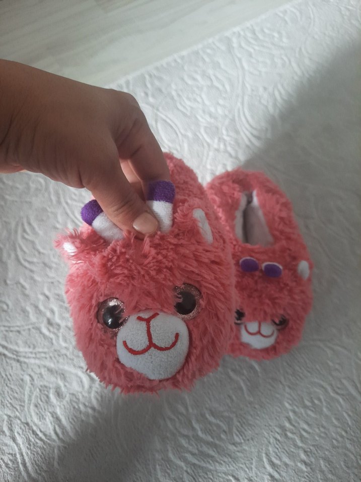 Kızlar için Pembe Kürklü Sıcak Ev Terliği - Görsel 2