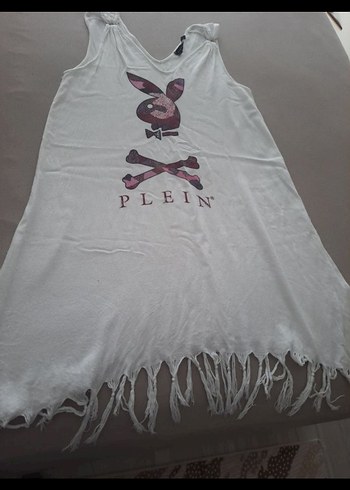 Beyaz Pamuklu Baskılı Püsküllü Kadın plaj elbisesi - Görsel 3