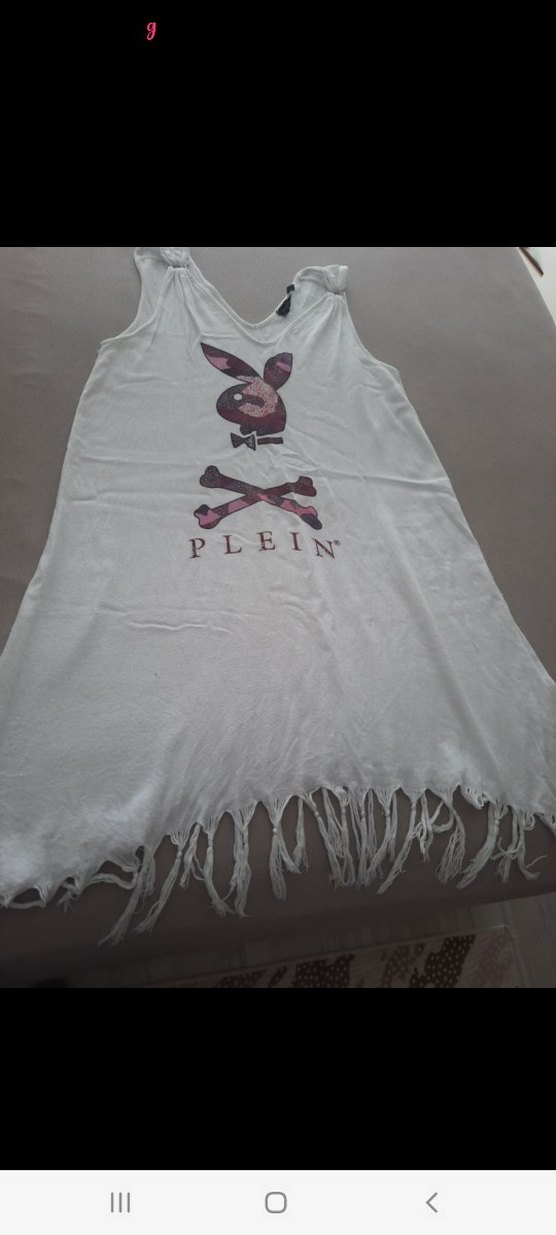 Beyaz Pamuklu Baskılı Püsküllü Kadın plaj elbisesi - Görsel 3