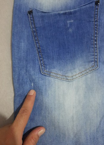 Düğmeli Mavi Kadın Kot Şort - Görsel 5