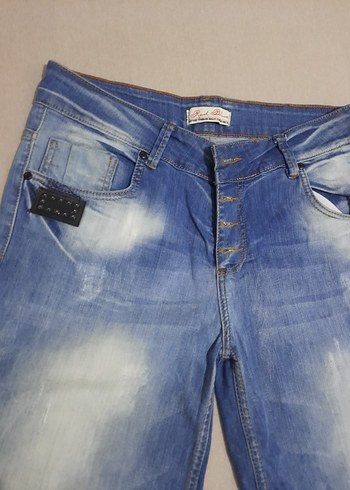 Düğmeli Mavi Kadın Kot Şort - Görsel 2