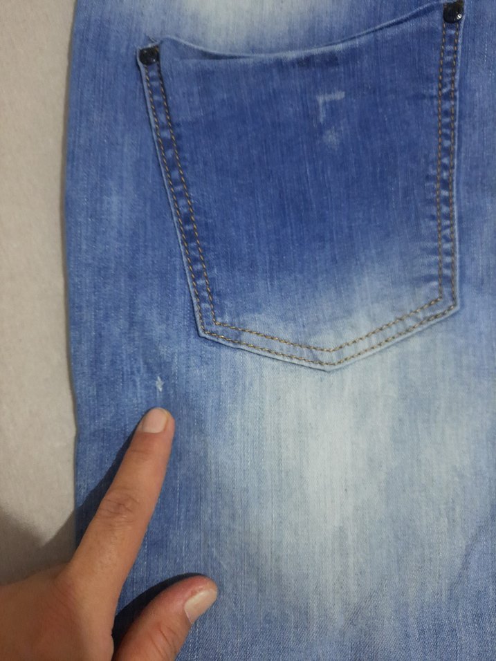 Düğmeli Mavi Kadın Kot Şort - Görsel 5