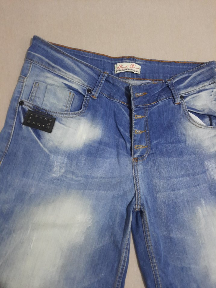 Düğmeli Mavi Kadın Kot Şort - Görsel 2