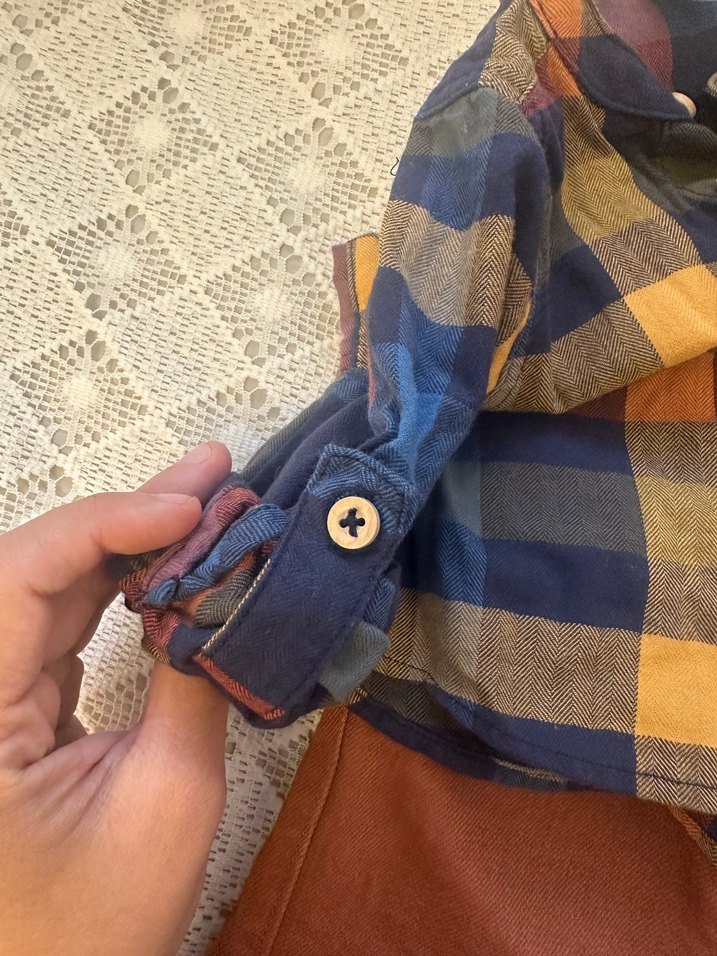 Düğmeli Erkek Bebek Uzun Kollu Sokak Stili Takım - Görsel 4