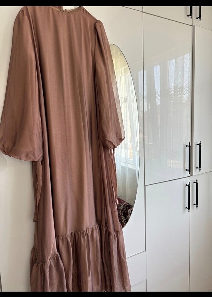 Kahverengi tesettür elbise - Görsel 4