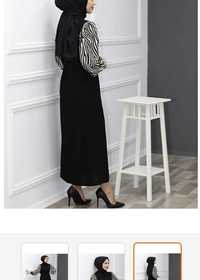 Zebra desenli siyah elbise  - Görsel 3