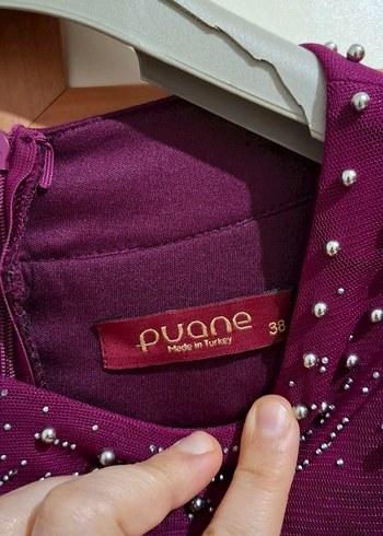 Boncuk İşlemeli Uzun Mor Abiye Elbise - Görsel 6