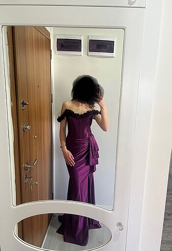 Diğer So lady çiçek detaylı straplez abiye