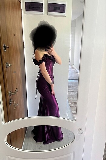 m Beden So lady çiçek detaylı straplez abiye