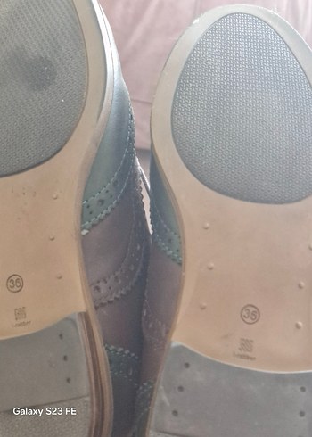 Kahverengi ve haki Deri Kadın Oxford Ayakkabı inci marka 36 no - Görsel 6