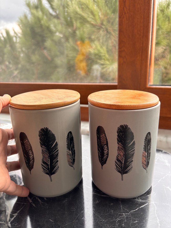 Gri Seramik Saklama Kavanozları - Görsel 2