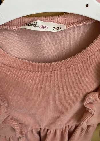 Pembe Kız Çocuk Uzun Kollu Fırfırlı Elbise - Görsel 3