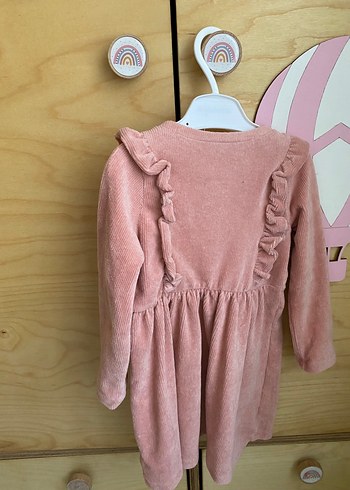 Pembe Kız Çocuk Uzun Kollu Fırfırlı Elbise - Görsel 2