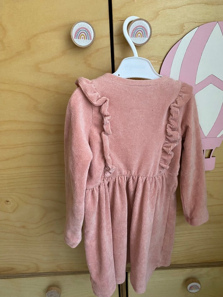 Pembe Kız Çocuk Uzun Kollu Fırfırlı Elbise - Görsel 2