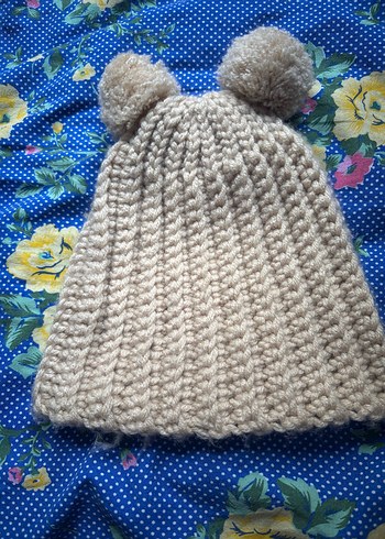 Ponponlu Bej Kız Çocuk Örgü Bere - Görsel 2