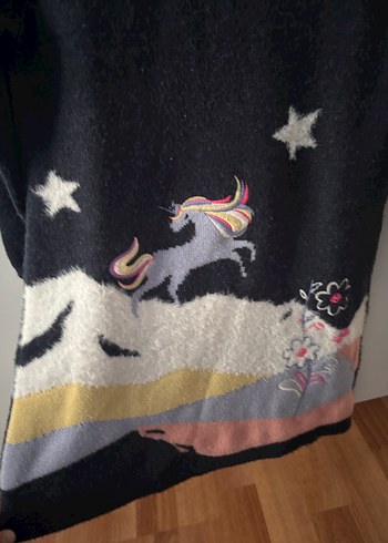 Nakışlı, Uzun Kollu Kız Çocuk Triko Elbise - Görsel 2