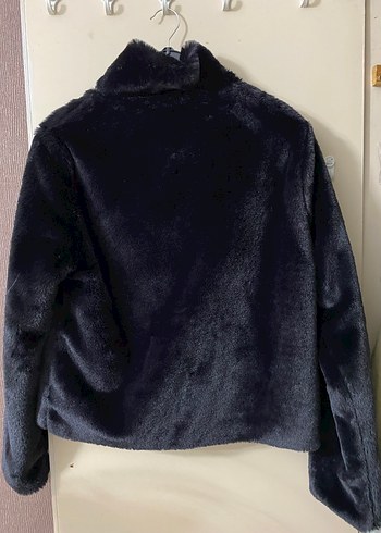 l Beden Siyah Kadın peluş mont