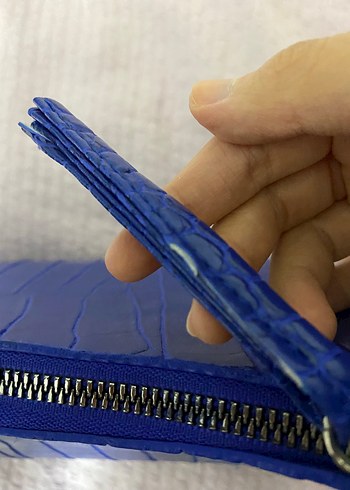 Beden Mavi Deri Yılan Desenli Kadın Çanta