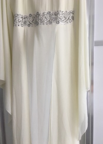 İşlemeli Beyaz Uzun Kadın Abiye - Görsel 5