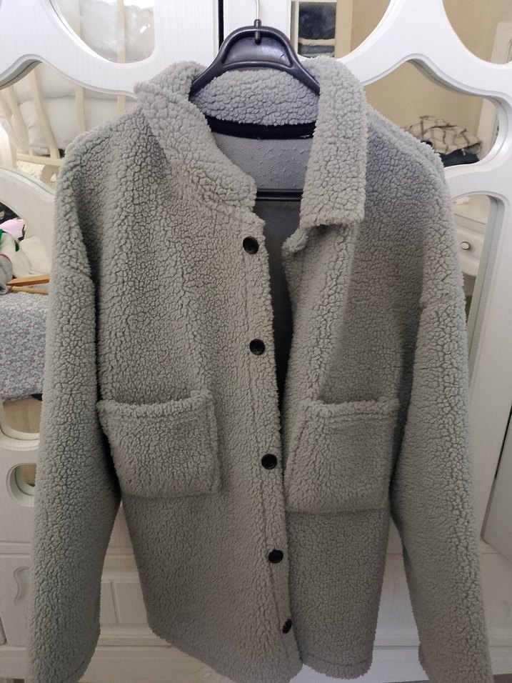 Gri Düğmeli Midi Kadın Ceket - Görsel 2