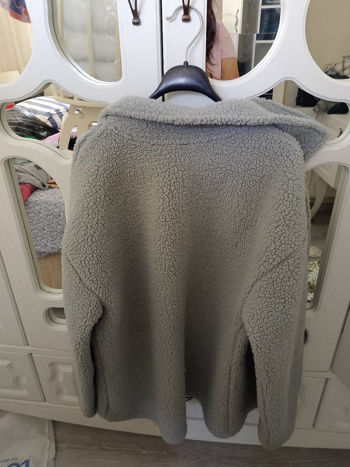 Gri Düğmeli Midi Kadın Ceket - Görsel 3