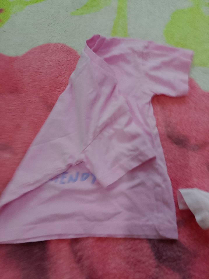 Kız Çocuk Pembe Baskılı Kısa Kollu Tişört - Görsel 3