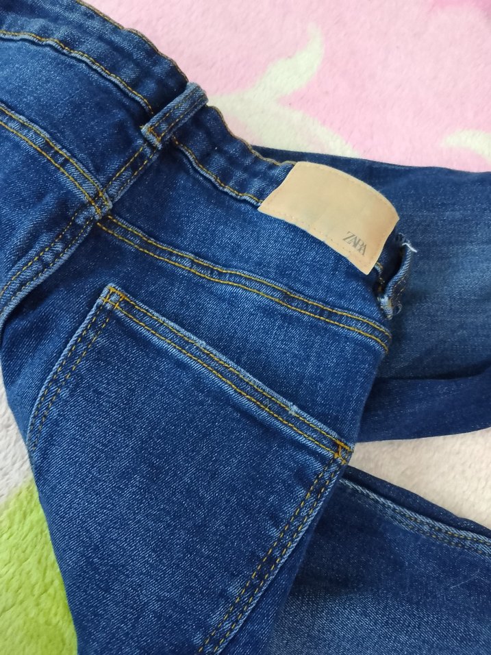 Mavi Parlak Dar Kesim Midi Kot Pantolon - Görsel 3