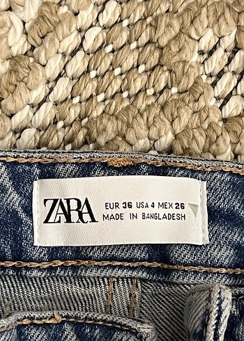 Zara Kadın Gri Mavi Batik Desenli Denim Pantolon
