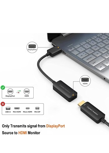 4K 60Hz HDR DisplayPort HDMI Adaptör (Aktif) CableCreation - Görsel 3