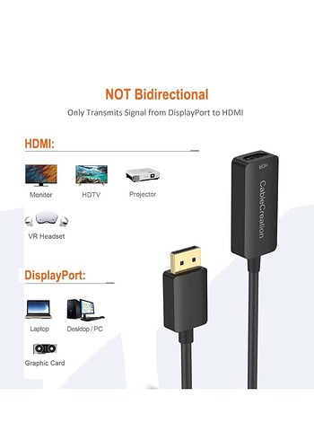 4K 60Hz HDR DisplayPort HDMI Adaptör (Aktif) CableCreation - Görsel 4