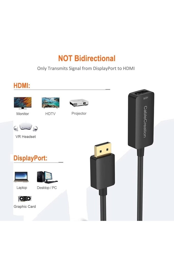 4K 60Hz HDR DisplayPort  HDMI Adaptör (Aktif) CableCreation - Görsel 4