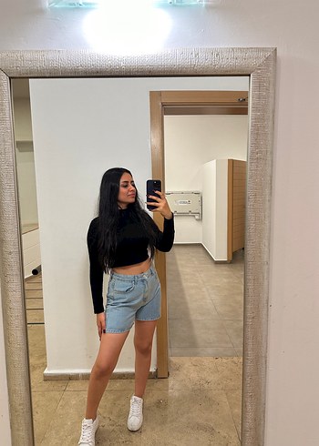 Kadın Siyah Denim Mini Şort