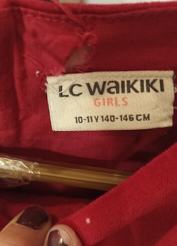 LC Waikiki Kız çocuk kırmızı kadife elbise 