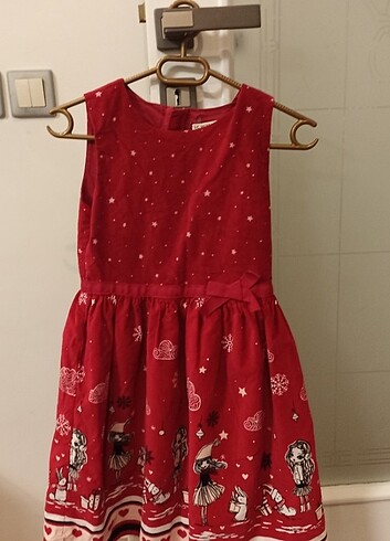 Kız çocuk kırmızı kadife elbise 