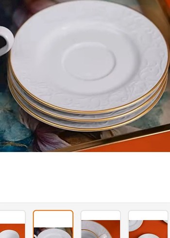 Güral Porselen Modern Klasik Beyaz Altın Kenarlı Fincan Takımı