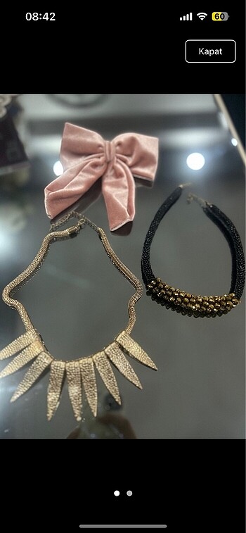 Accessorize 2 adet küpe ve 2 adet kolye birde saç tokası