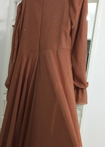 Kahverengi Vintage Uzun Abiye Elbise - Görsel 6