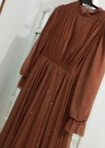 Kahverengi Vintage Uzun Abiye Elbise - Görsel 2