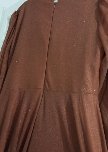 Kahverengi Vintage Uzun Abiye Elbise - Görsel 5