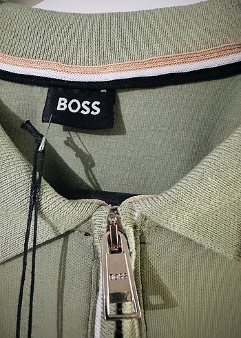 BOSS Erkek Haki Fermuarlı Polo Sweatshirt - Görsel 2