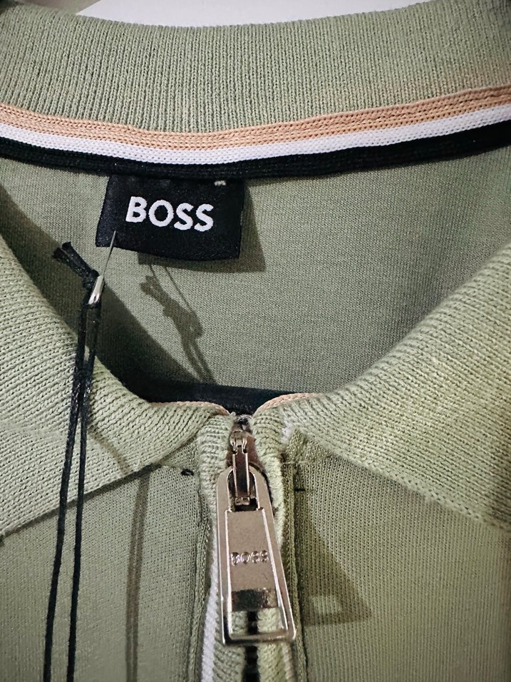 BOSS Erkek Haki Fermuarlı Polo Sweatshirt - Görsel 2