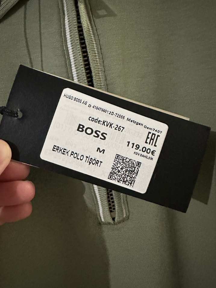 BOSS Erkek Haki Fermuarlı Polo Sweatshirt - Görsel 3