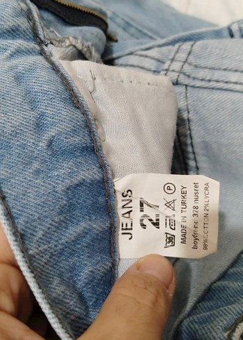 Kadın Gri Mavi Bory paça KKot Pantolon - Görsel 2