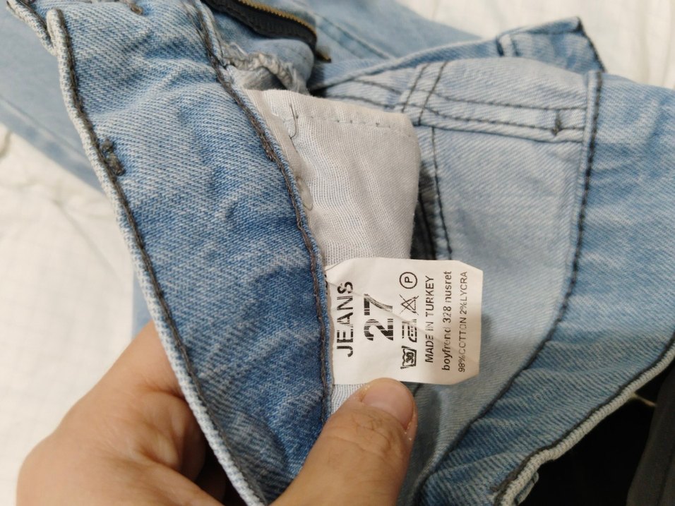 Kadın Gri Mavi Bory paça KKot Pantolon - Görsel 2