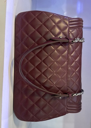 Chanel Bordo Deri Kadın Çanta Fermuarlı