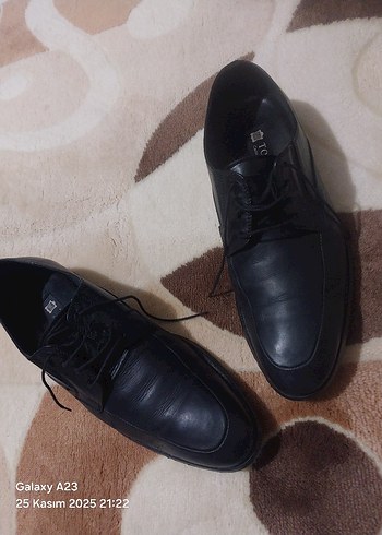 Siyah Deri Bağcıklı Erkek orjinal togo Klasik Ayakkabı - Görsel 2