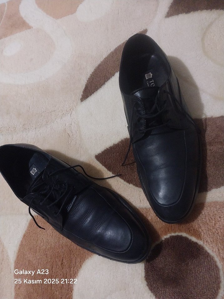 Siyah Deri Bağcıklı Erkek orjinal togo Klasik Ayakkabı - Görsel 2