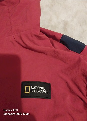 Kırmızı Kapüşonlu  national geoprafi Fermuarlı Erkek Ceket - Görsel 2