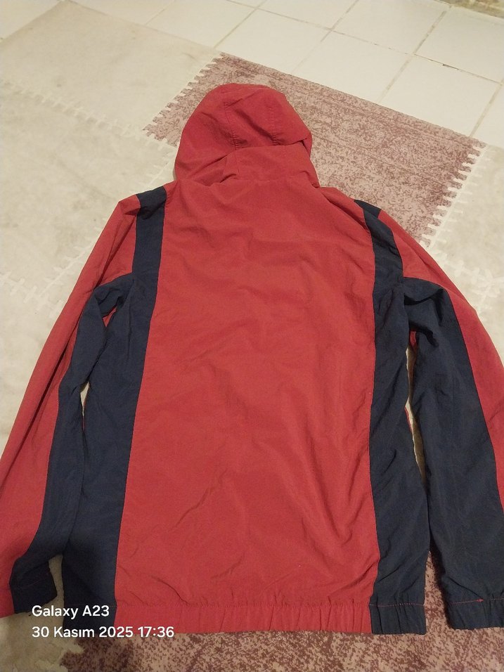 Kırmızı Kapüşonlu  national geoprafi Fermuarlı Erkek Ceket - Görsel 5